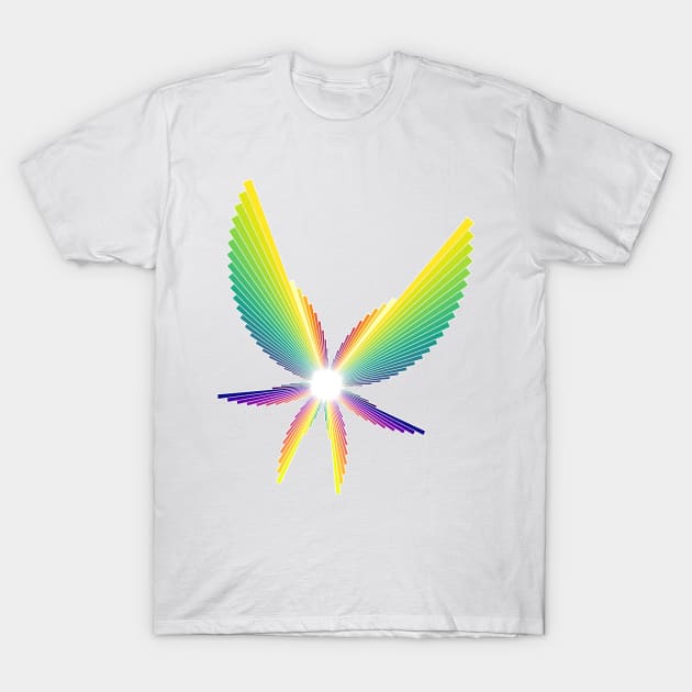 Rainbow Angel Seraphim | Flying Six Wing Bar Chart White T-Shirt by aRtVerse